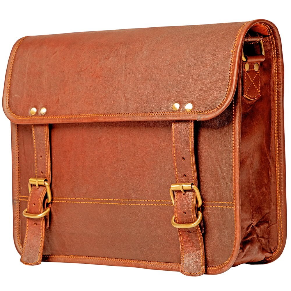 Leather Messenger Bag - Brown