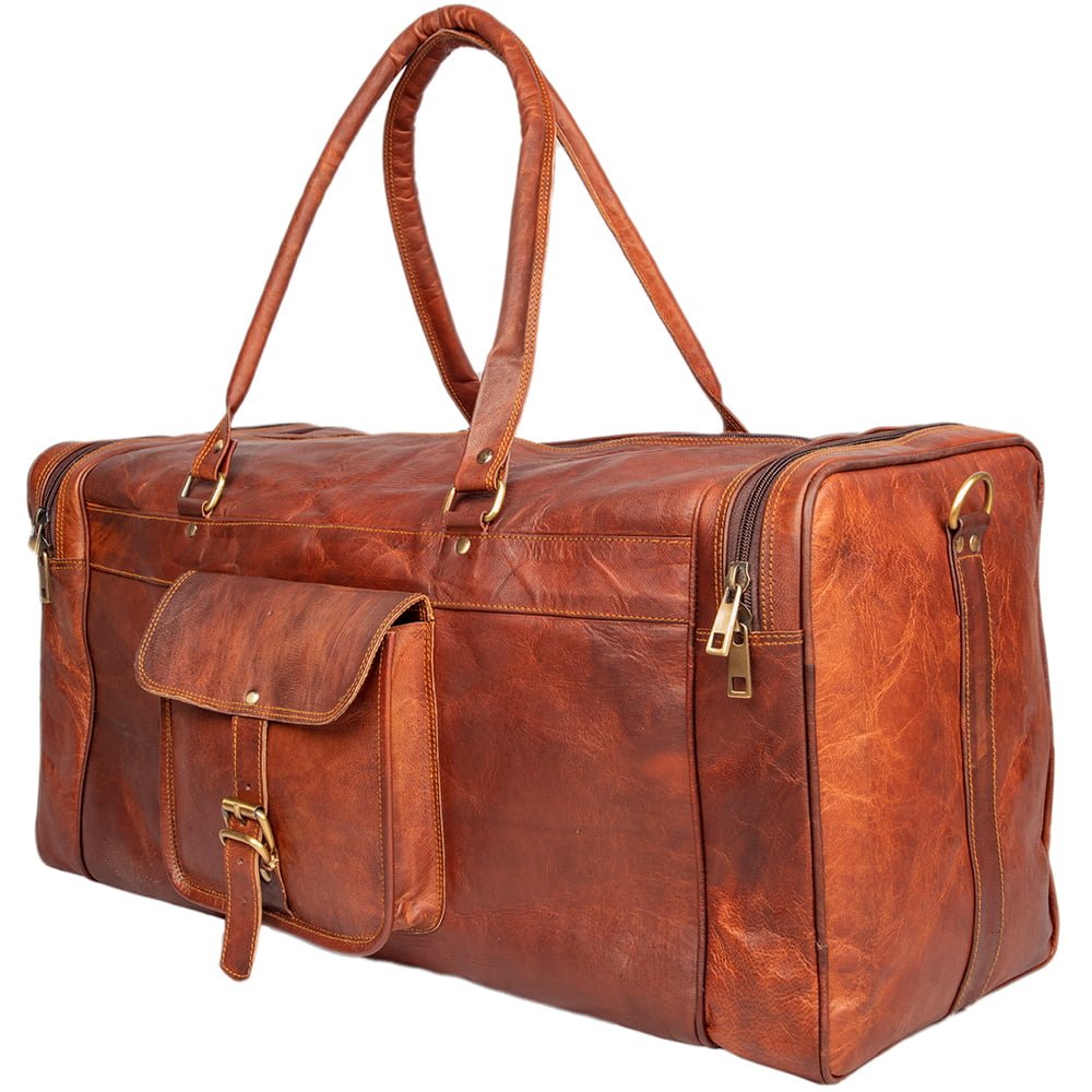 Leather Square Duffel Bag